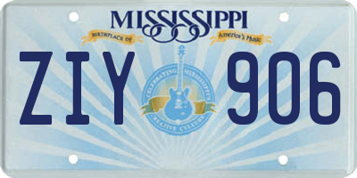 MS license plate ZIY906