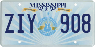 MS license plate ZIY908