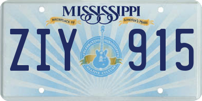 MS license plate ZIY915