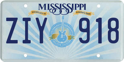 MS license plate ZIY918