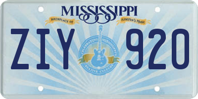 MS license plate ZIY920