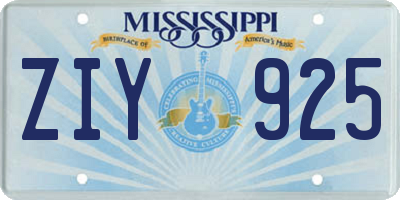 MS license plate ZIY925