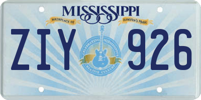 MS license plate ZIY926