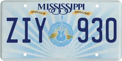 MS license plate ZIY930