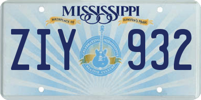MS license plate ZIY932