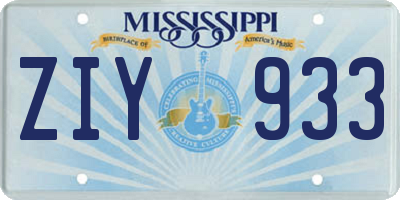 MS license plate ZIY933
