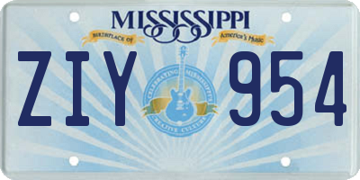 MS license plate ZIY954