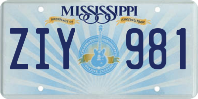 MS license plate ZIY981