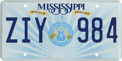 MS license plate ZIY984