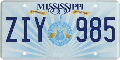 MS license plate ZIY985