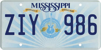 MS license plate ZIY986