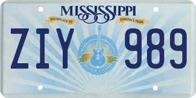 MS license plate ZIY989