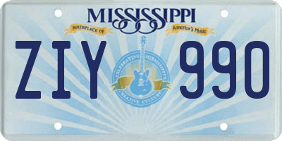 MS license plate ZIY990