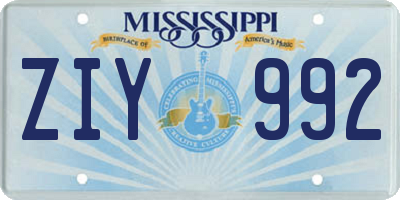 MS license plate ZIY992