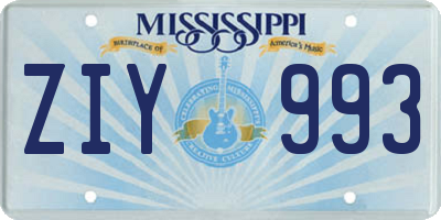 MS license plate ZIY993