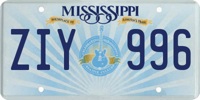 MS license plate ZIY996