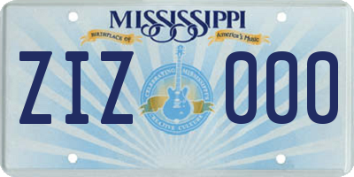 MS license plate ZIZ000
