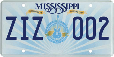 MS license plate ZIZ002