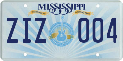 MS license plate ZIZ004