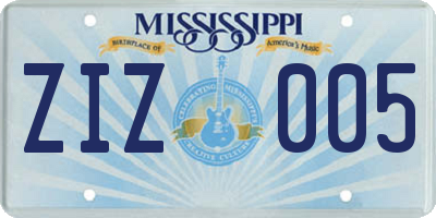 MS license plate ZIZ005