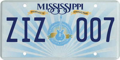 MS license plate ZIZ007