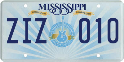 MS license plate ZIZ010