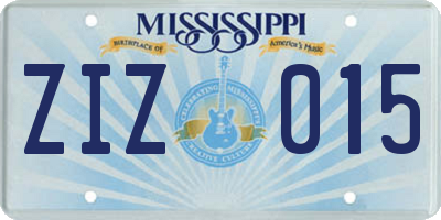MS license plate ZIZ015
