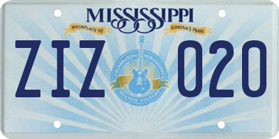MS license plate ZIZ020