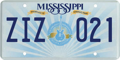 MS license plate ZIZ021