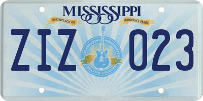 MS license plate ZIZ023
