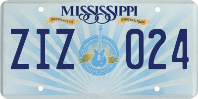 MS license plate ZIZ024