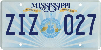 MS license plate ZIZ027