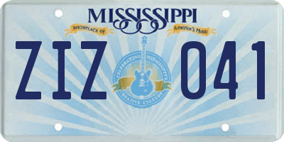 MS license plate ZIZ041