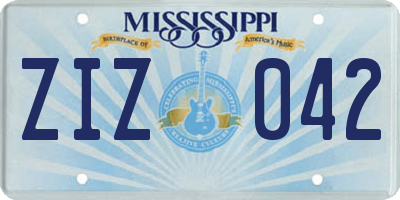 MS license plate ZIZ042