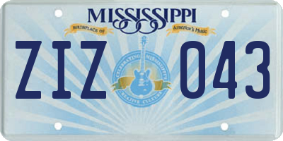 MS license plate ZIZ043