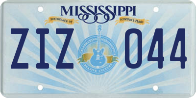 MS license plate ZIZ044