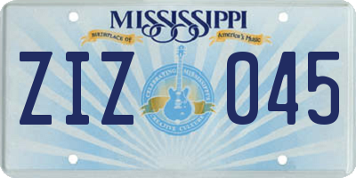 MS license plate ZIZ045