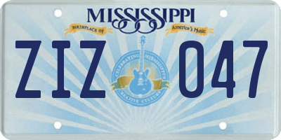 MS license plate ZIZ047