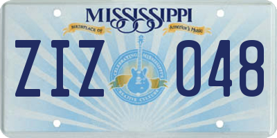 MS license plate ZIZ048
