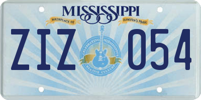 MS license plate ZIZ054
