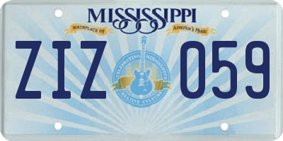 MS license plate ZIZ059