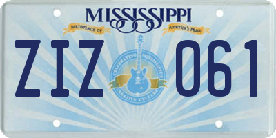 MS license plate ZIZ061