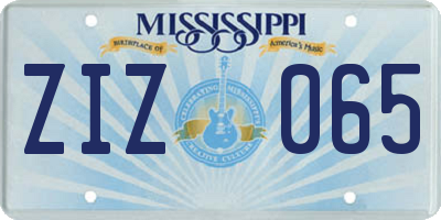 MS license plate ZIZ065
