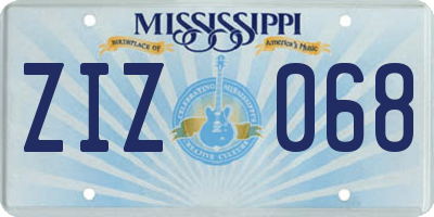 MS license plate ZIZ068