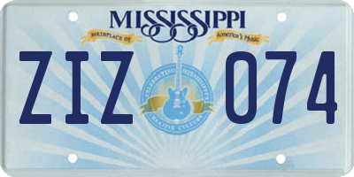 MS license plate ZIZ074