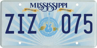 MS license plate ZIZ075