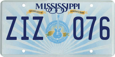MS license plate ZIZ076