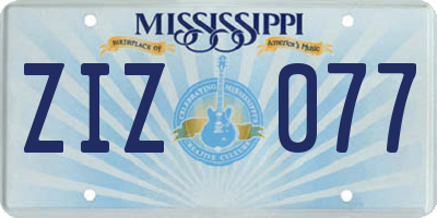 MS license plate ZIZ077