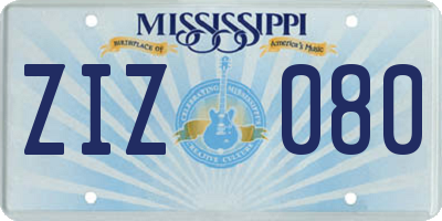 MS license plate ZIZ080