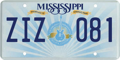 MS license plate ZIZ081